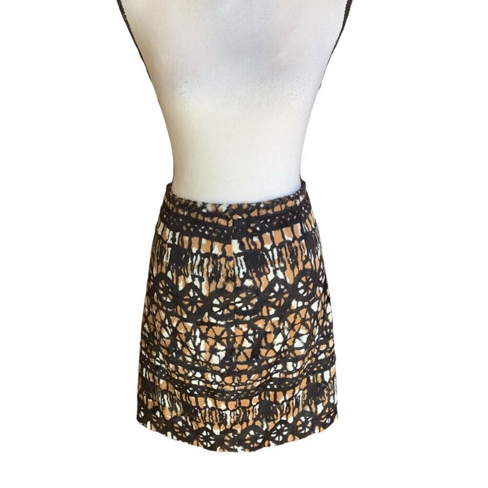 Etcetera Animal Print Mini-Skirt Abstract Pattern Faux Fur Back Slit Size 8 - Picture 4 of 6